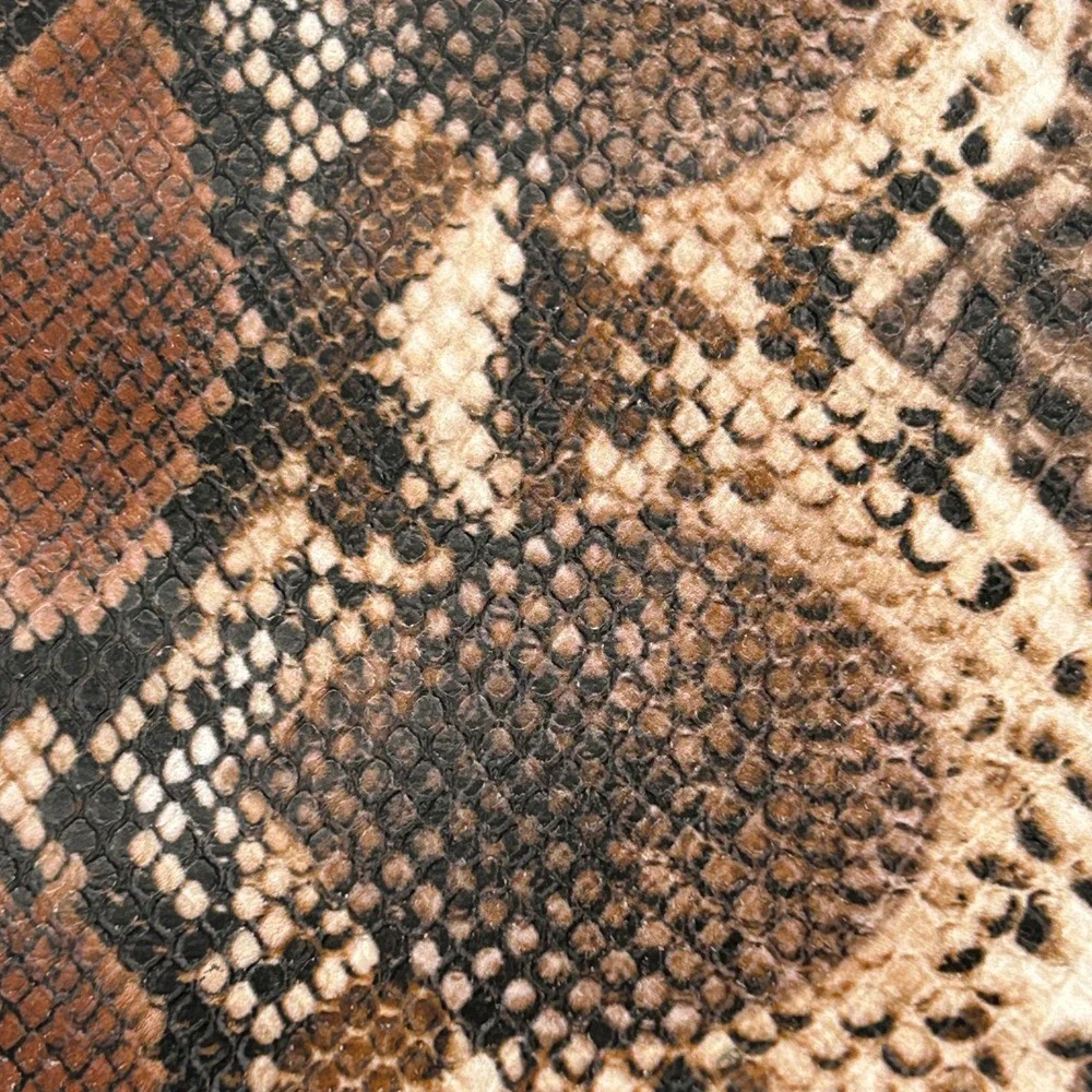 Liz Claiborne Faux Leather Snakeskin Print Pouch Clutch Makeup Bag Brown Neutral